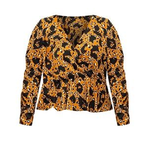 ELOQUII ElementsCheetah Print Peplum Blouse size 16 NWOT